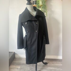 Guess Black Double-Breasted Trench Coat with Belt